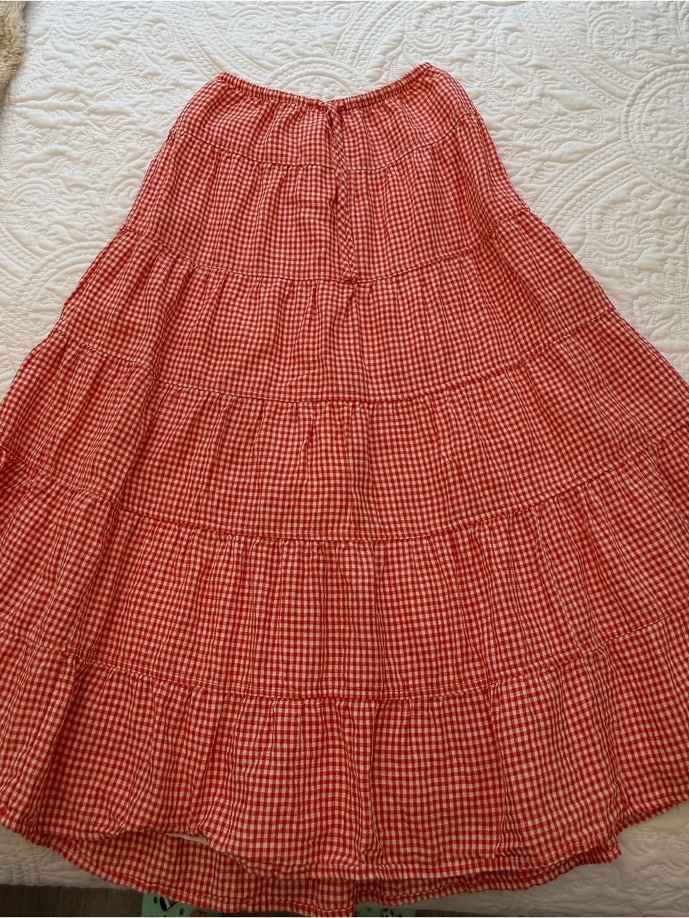 Wilfred Bouquet Linen Skirt in Red Gingham